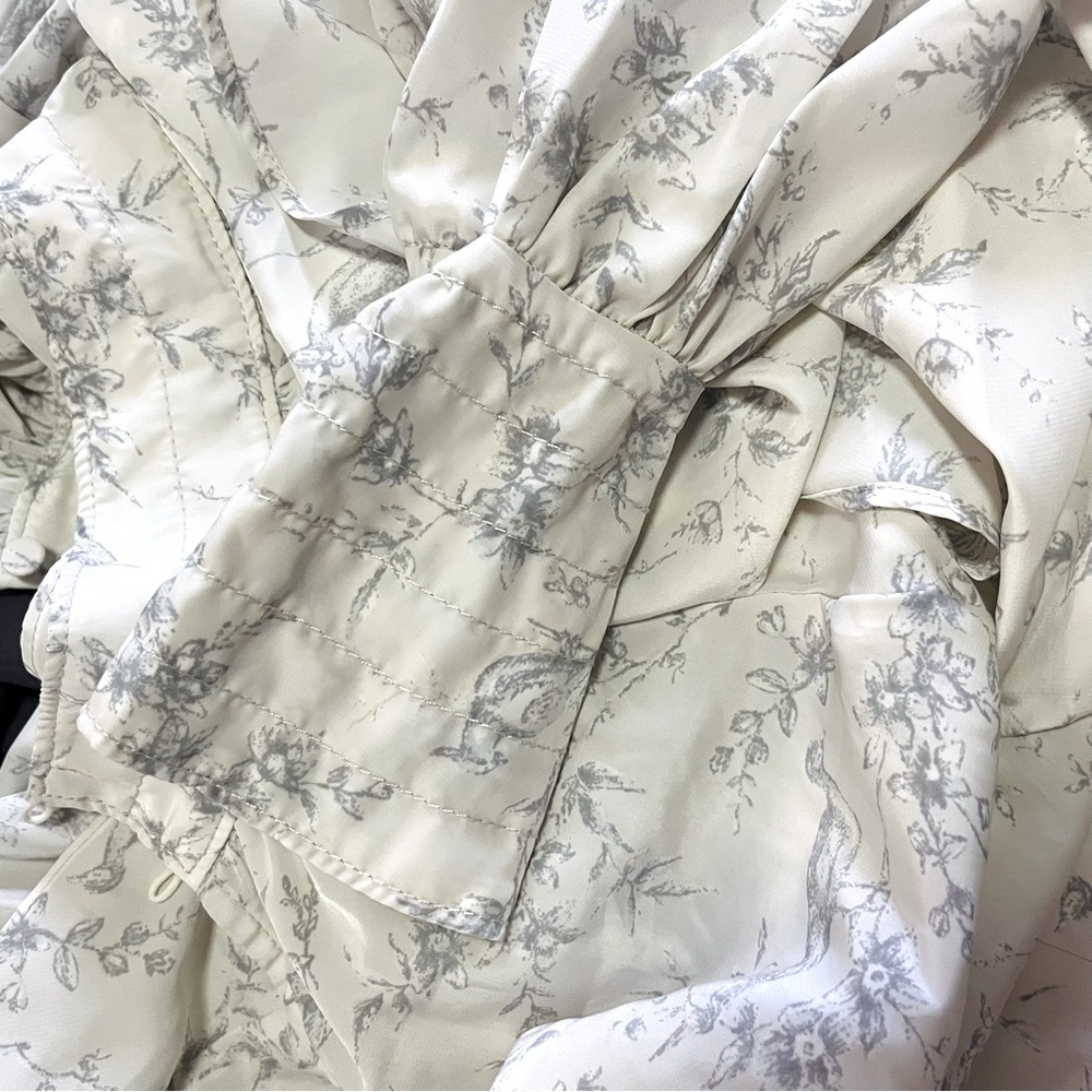 NWOT Snidel Frill Floral Bird Long Sleeve Elegant Feminine Ruffle Dress XS/S - Picture 12 of 16